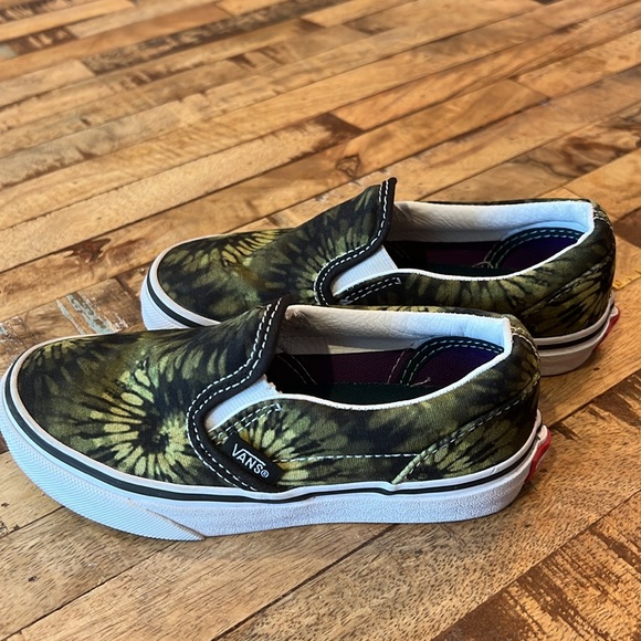 Vans Green Tie Dye Slip On Shoes Limited Edition Kids Size 11.5 - Picture 3 of 10